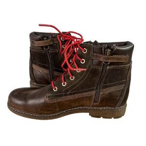 Timberland Boots Junior Boys 6 Classic Inch 8296R Brown Leather Zip Up Winter